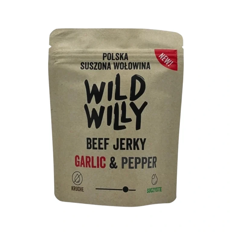 Suszona wołownia BEEF JERKY GARLIC & PEPPER 50g